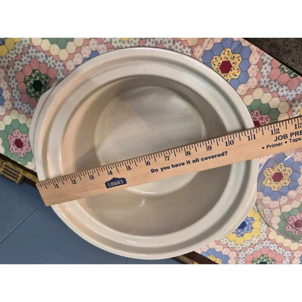 Vintage Rival Crock Pot / Slow Cooker 5 Qt Blue Leaves Pattern Works